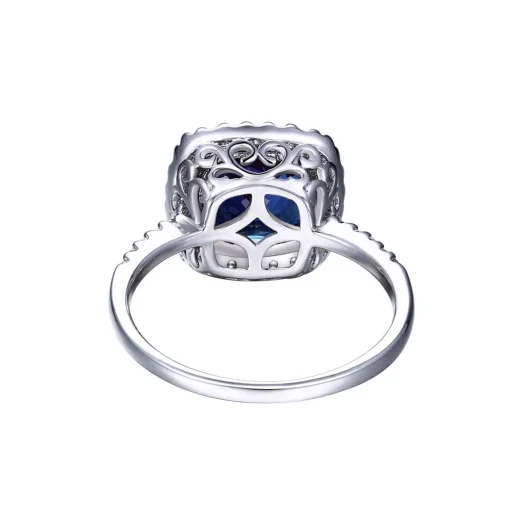 Lab Created Alexandrite Ring With Cushion Cut In Sterling Silver