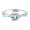 Lab Created Aquamarine & Diamond Promise Ring In 10K White Gold