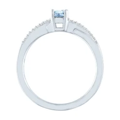 Lab Created Aquamarine & Diamond Promise Ring In 10K White Gold