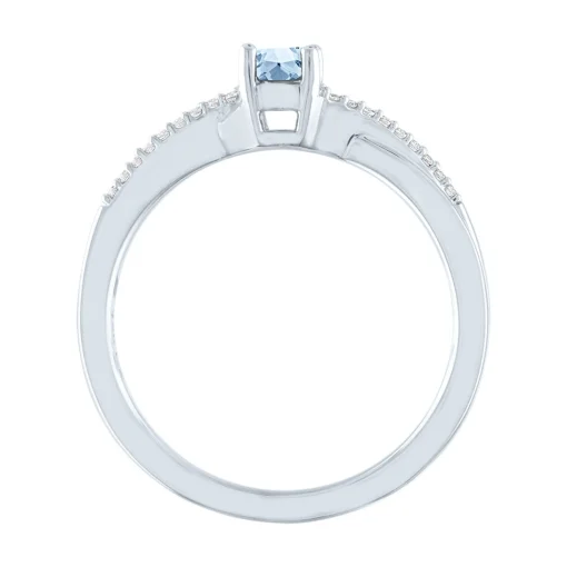 Lab Created Aquamarine & Diamond Promise Ring In 10K White Gold