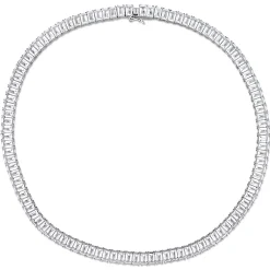 Lab Created Baguette-Shaped White Sapphire Necklace In Sterling Silver