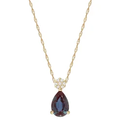 Lab Created Birthstone And Diamond Pendant In 10K Gold