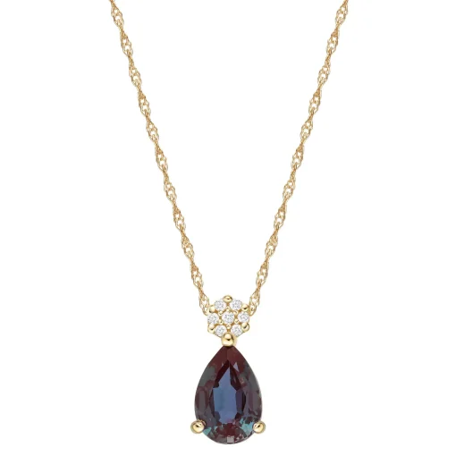 Lab Created Birthstone And Diamond Pendant In 10K Gold