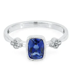 Lab Created Blue & White Sapphire Stack Ring In Sterling Silver