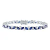 Lab Created Blue & White Sapphire Bracelet In Sterling Silver