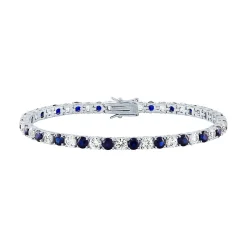 Lab Created Blue & White Sapphire Bracelet In Sterling Silver
