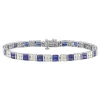 Lab Created Blue & White Sapphire Bracelet In Sterling Silver