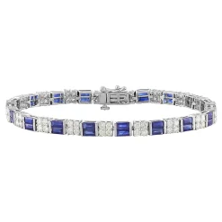Lab Created Blue & White Sapphire Bracelet In Sterling Silver