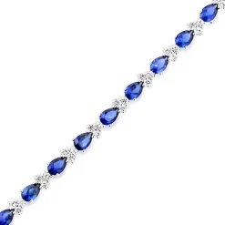 Lab Created Blue & White Sapphire Bracelet In Sterling Silver