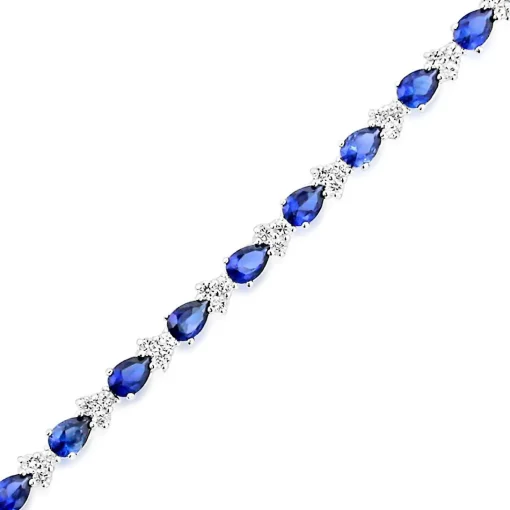 Lab Created Blue & White Sapphire Bracelet In Sterling Silver