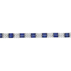 Lab Created Blue & White Sapphire Bracelet In Sterling Silver