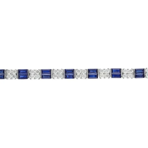 Lab Created Blue & White Sapphire Bracelet In Sterling Silver