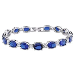 Lab Created Blue Sapphire Bracelet In Sterling Silver