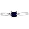 Lab Created Blue Sapphire & Diamond Ring In Sterling Silver