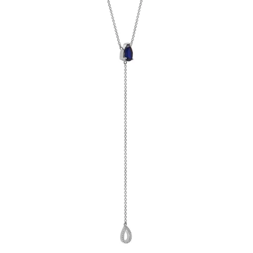 Lab Created Blue Sapphire And Diamond Accent Necklace In Sterling Silver