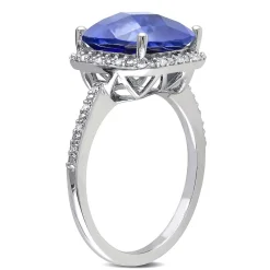 Lab Created Blue Sapphire & 1/10 Ct. Tw. Diamond Ring In Sterling Silver