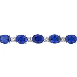 Lab Created Blue Sapphire Bracelet In Sterling Silver