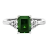 Lab Created Emerald & White Sapphire Ring In Sterling Silver