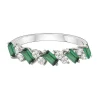 Lab Created Emerald & White Sapphire Stack Ring In Sterling Silver