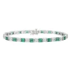 Lab Created Emerald & White Sapphire Bracelet In Sterling Silver