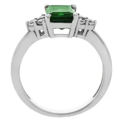 Lab Created Emerald & White Sapphire Ring In Sterling Silver