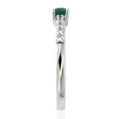 Lab Created Emerald & White Sapphire Stack Ring In Sterling Silver