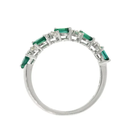 Lab Created Emerald & White Sapphire Stack Ring In Sterling Silver