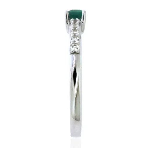 Lab Created Emerald & White Sapphire Stack Ring In Sterling Silver