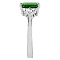 Lab Created Emerald & White Sapphire Ring In Sterling Silver