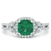 Lab Created Emerald Ring With Lab Created White Sapphires In Sterling Silver