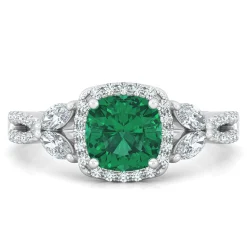Lab Created Emerald Ring With Lab Created White Sapphires In Sterling Silver