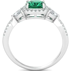 Lab Created Emerald Ring With Lab Created White Sapphires In Sterling Silver