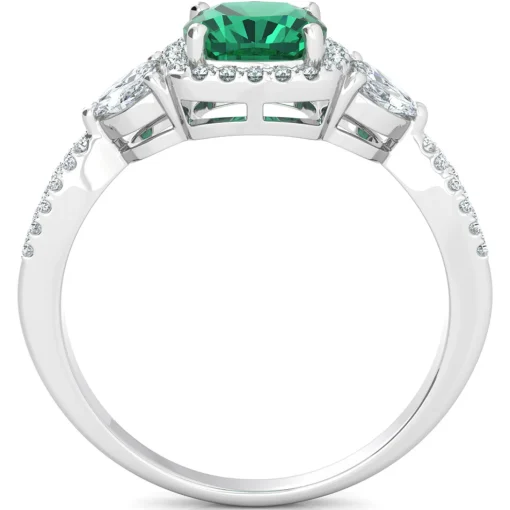Lab Created Emerald Ring With Lab Created White Sapphires In Sterling Silver