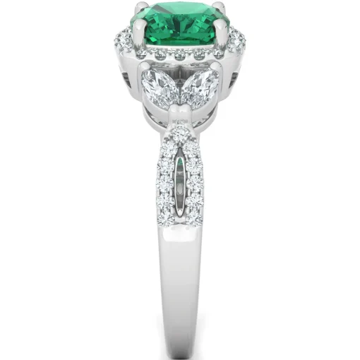 Lab Created Emerald Ring With Lab Created White Sapphires In Sterling Silver