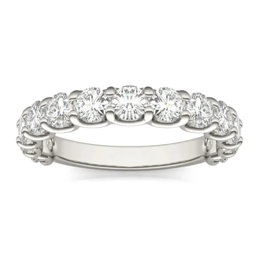 Lab Created Moissanite Band In 14K White Gold
