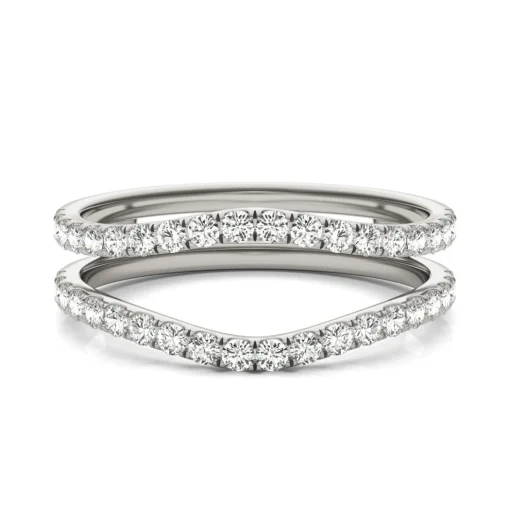 Lab Created Moissanite Curved Ring Insert In 14K White Gold