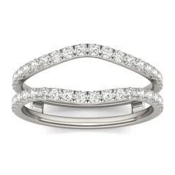 Lab Created Moissanite Curved Ring Insert In 14K White Gold