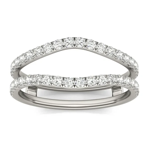 Lab Created Moissanite Curved Ring Insert In 14K White Gold