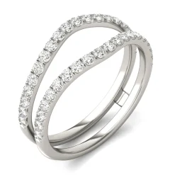 Lab Created Moissanite Curved Ring Insert In 14K White Gold
