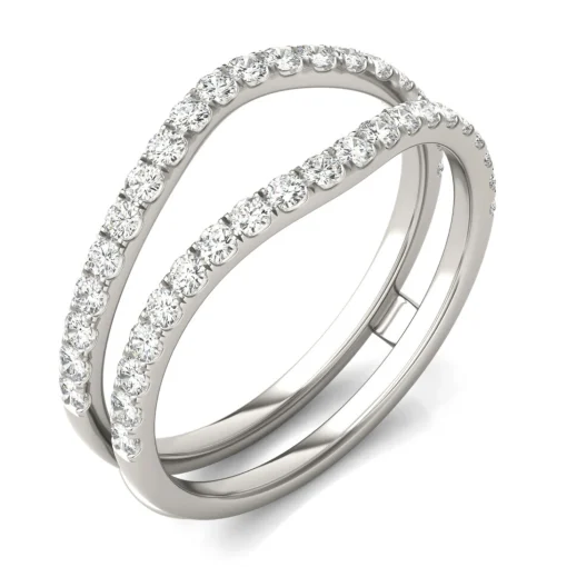 Lab Created Moissanite Curved Ring Insert In 14K White Gold