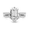 Lab Created Moissanite Emerald-Cut Engagement Ring Set In 14K White Gold