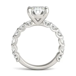 Lab Created Moissanite Engagement Ring In 14K White Gold