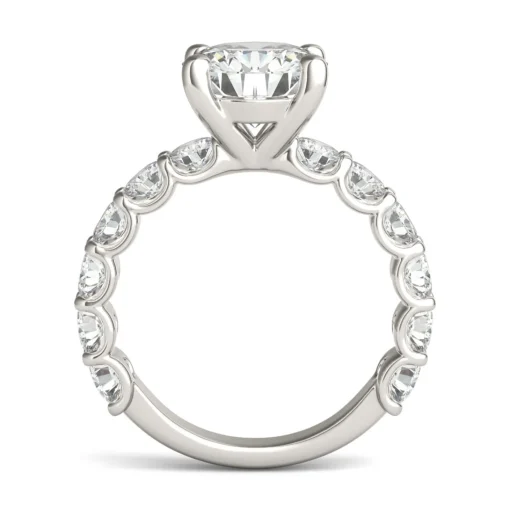 Lab Created Moissanite Engagement Ring In 14K White Gold