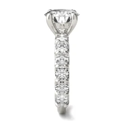 Lab Created Moissanite Engagement Ring In 14K White Gold