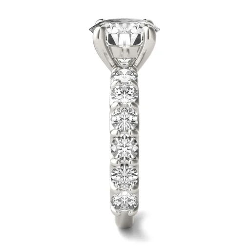 Lab Created Moissanite Engagement Ring In 14K White Gold