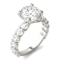 Lab Created Moissanite Engagement Ring In 14K White Gold