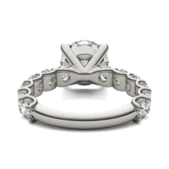 Lab Created Moissanite Engagement Ring In 14K White Gold