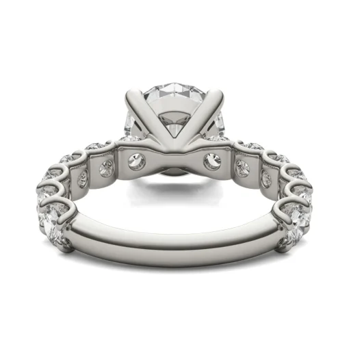 Lab Created Moissanite Engagement Ring In 14K White Gold