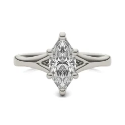Lab Created Moissanite Marquise-Shaped Solitaire Engagement Ring In 14K White Gold