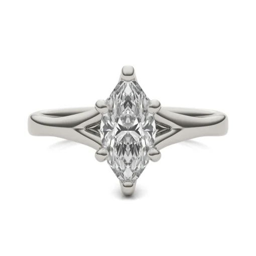 Lab Created Moissanite Marquise-Shaped Solitaire Engagement Ring In 14K White Gold